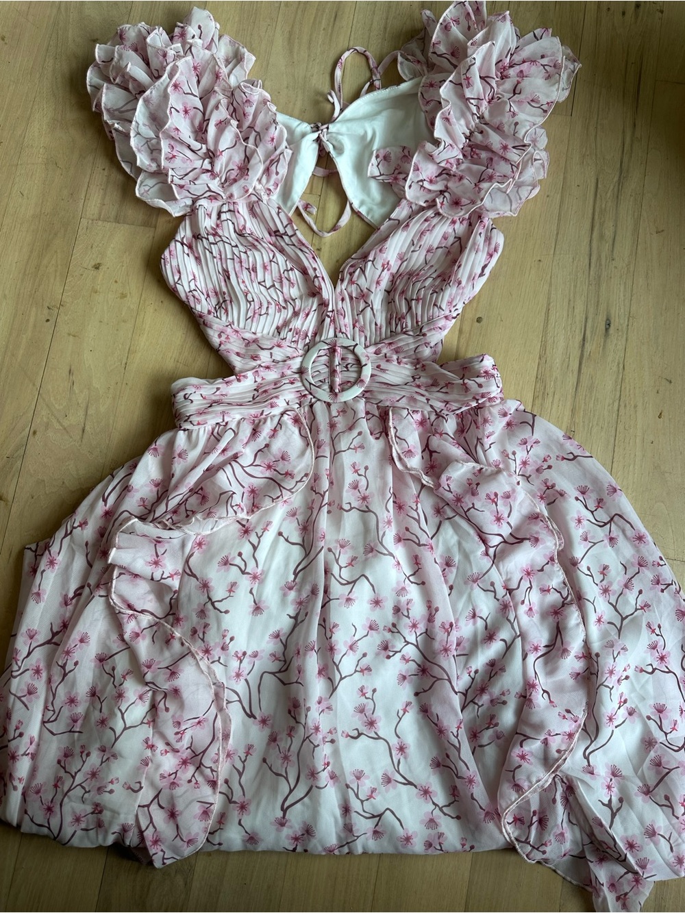 Kids Ruffled Floral Tea Dress - Pink Blossom